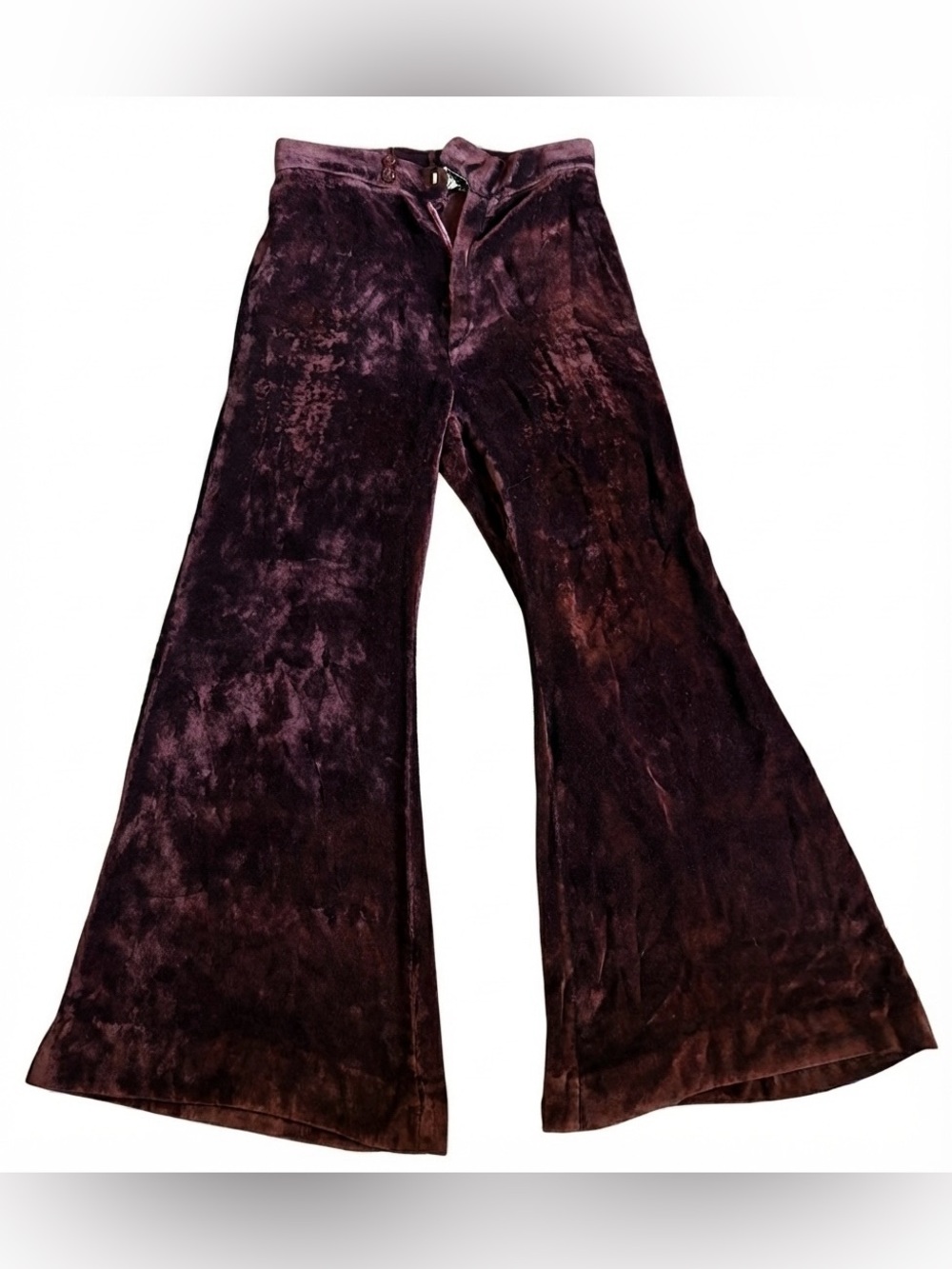Vintage Velvet Bell Bottom Pants in Deep Plum 70s Happy Legs